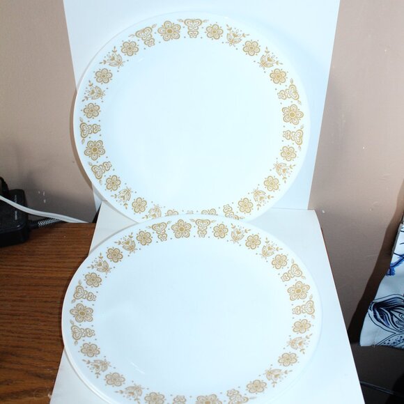 Corelle Butterfly Gold Set of 3 Dinner Plates - Picture 1 of 2